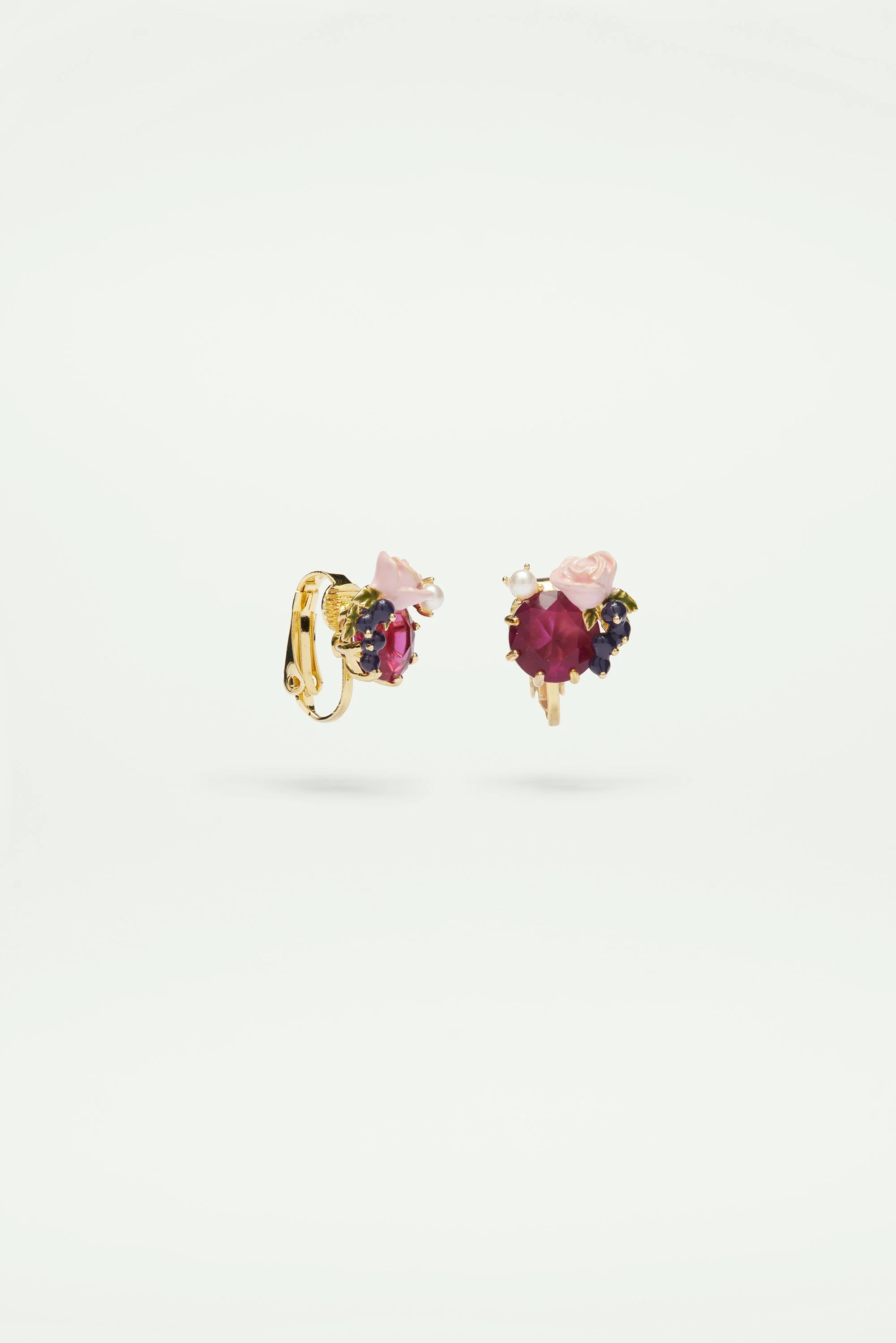 Boucles d'oreilles roses et baies de cassis | Rose