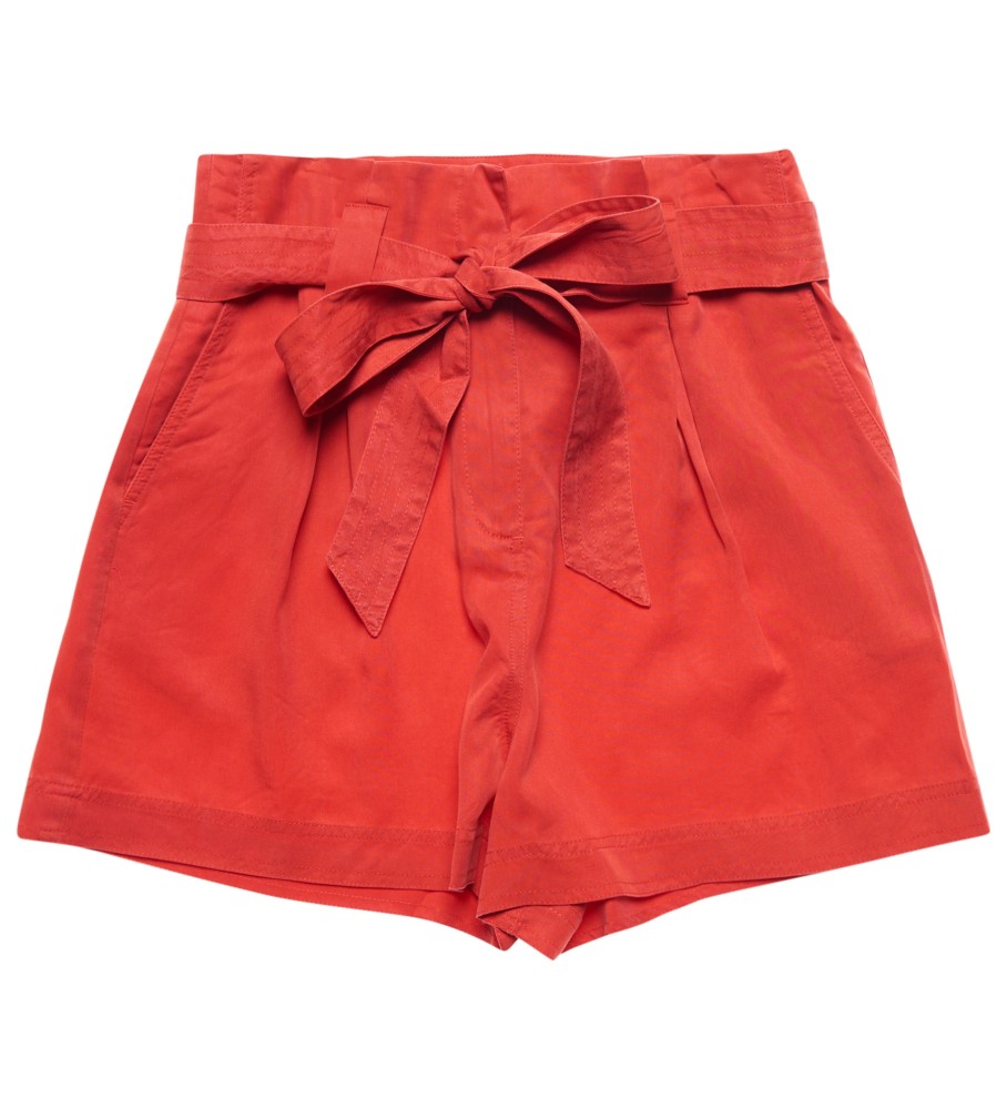 Calções Superdry estilo paperbag vermelhos