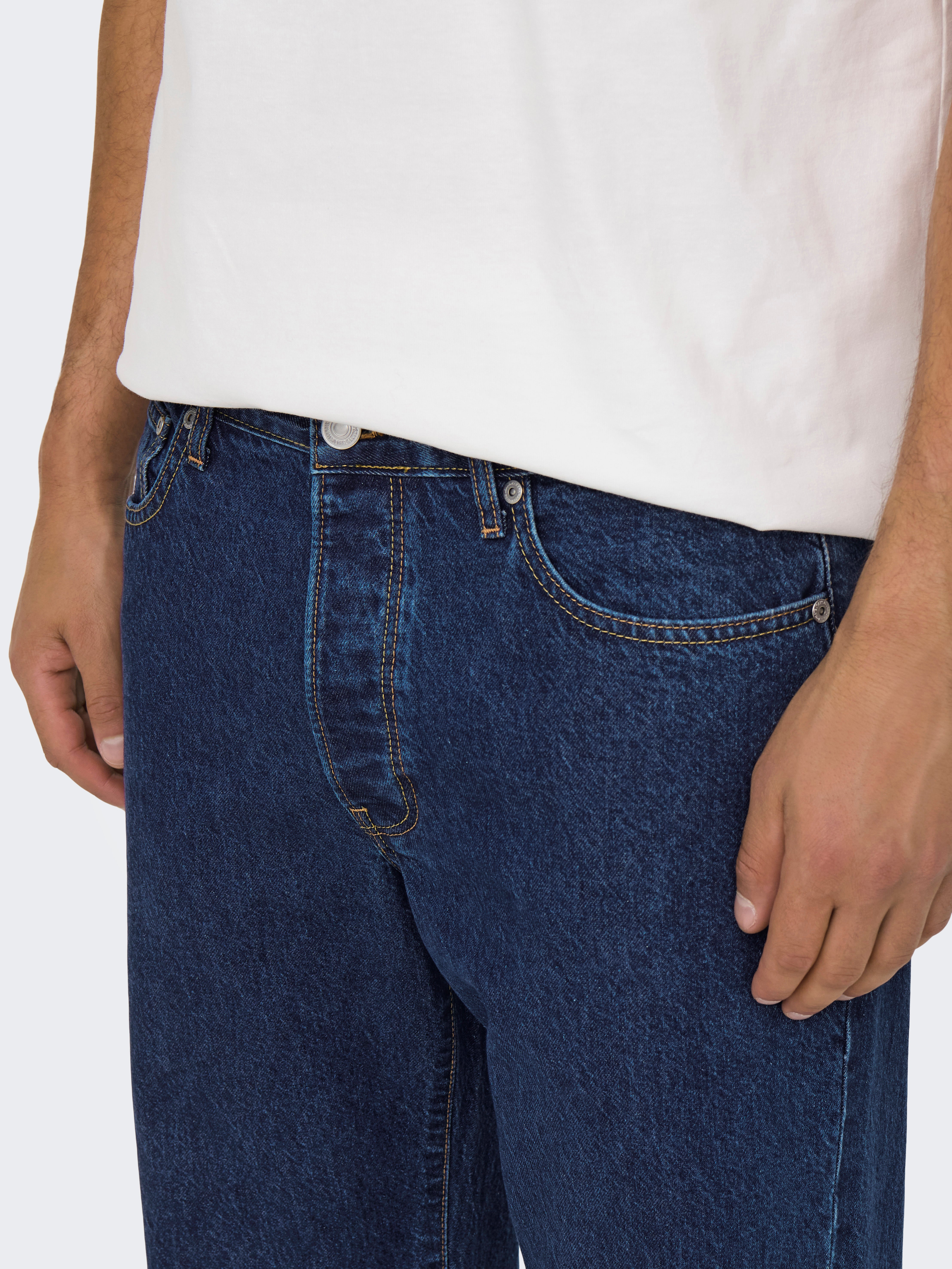 ONSFADE Mittlere Taille Locker geschnitten Jeans Dark Blue Denim