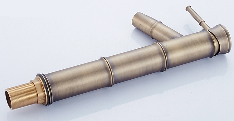 Saniclear Bamboo hoge wastafelkraan met waterval uitloop antiek brons