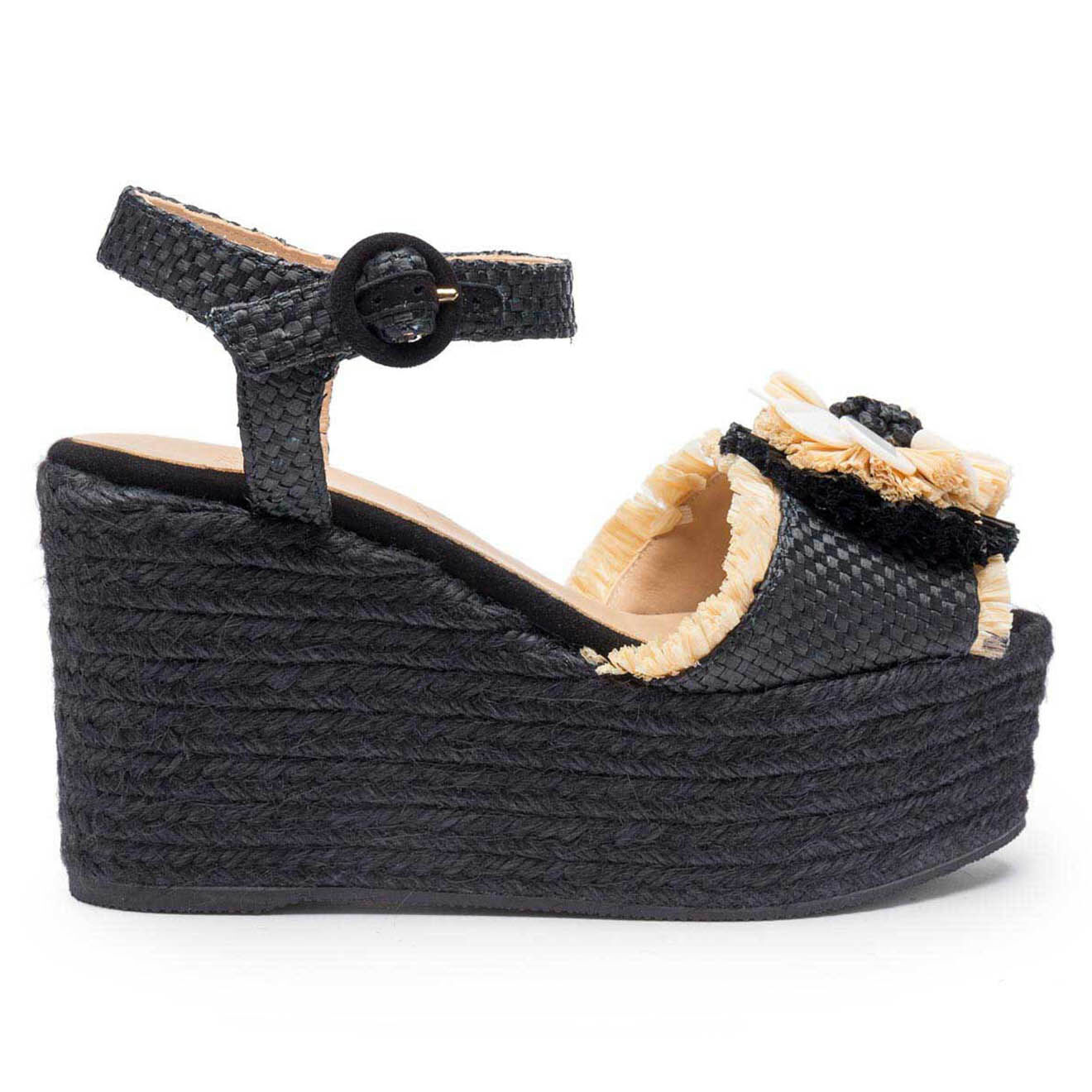 Castaner Sandales compensées Efedra noires - Talon 10 cm