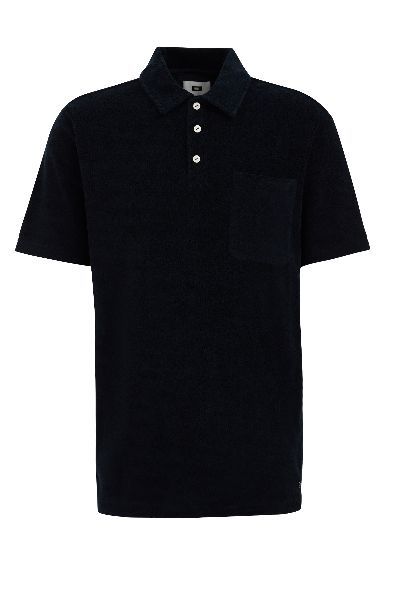 polo van badstof WE Fashion Donkerblauw