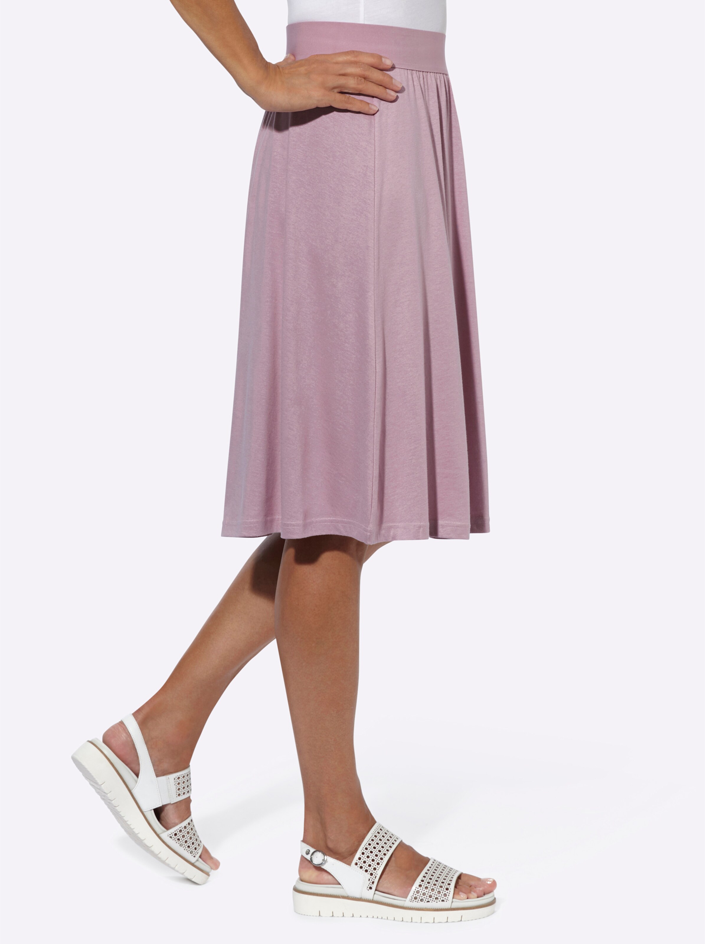 Jersey-Rock in mauve + mauve-weiß-bedruckt