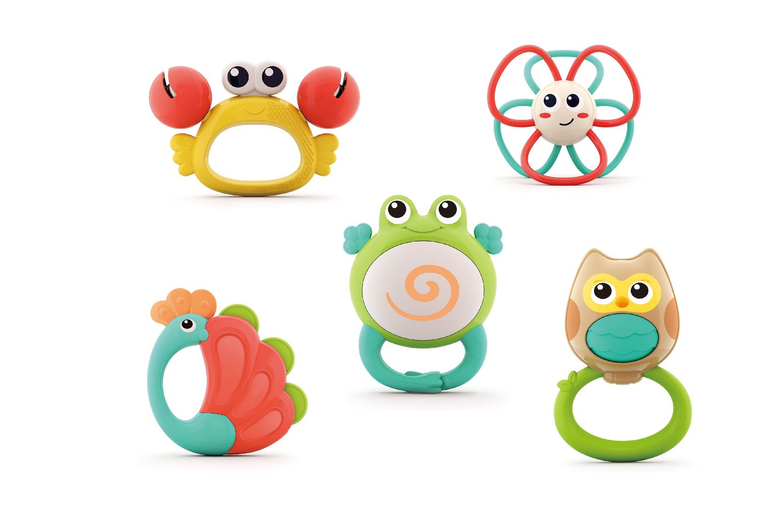 Moni Babyrassel-Set Tierorchester 5-teilig E318B Greifling verschiedene Tiere bunt