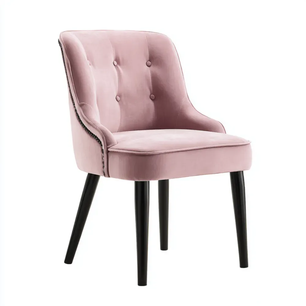 Esszimmerstuhl Samtstoff 55x60x85 cm - Rosa - Skandinavisches Design