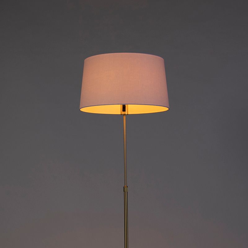 Smart vloerlamp goud met linnen kap wit 45 cm incl. Wifi A60 - Parte