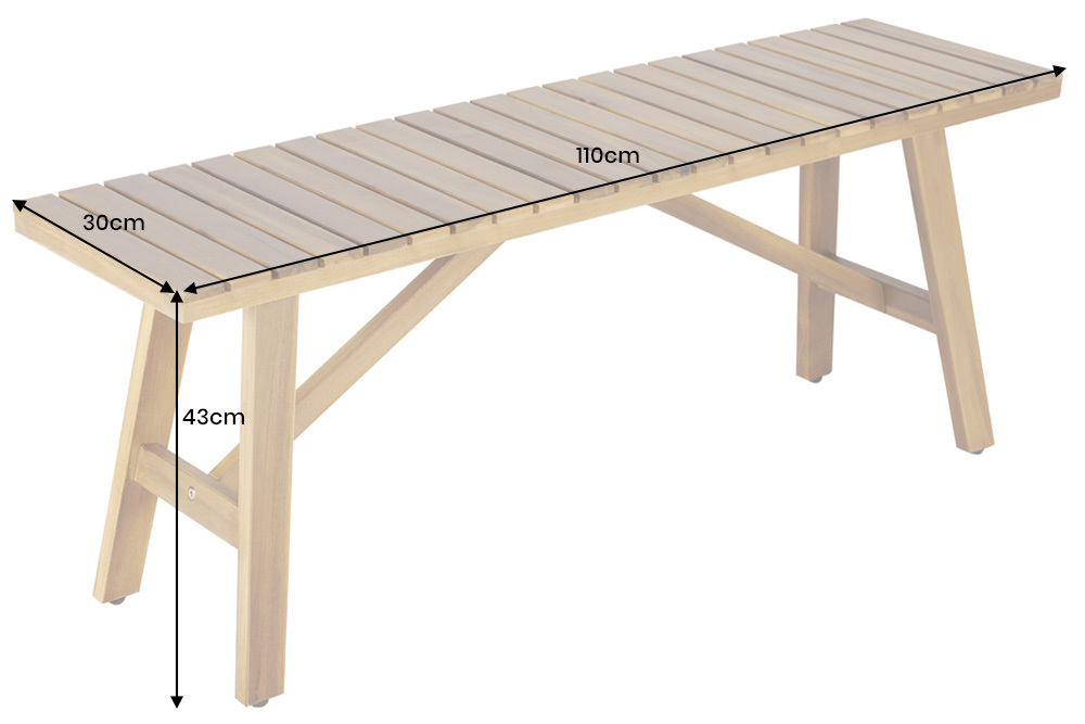 Outdoor Sitzbank BALI 110cm natur honey Akazienholz wetterfest Balkonbank