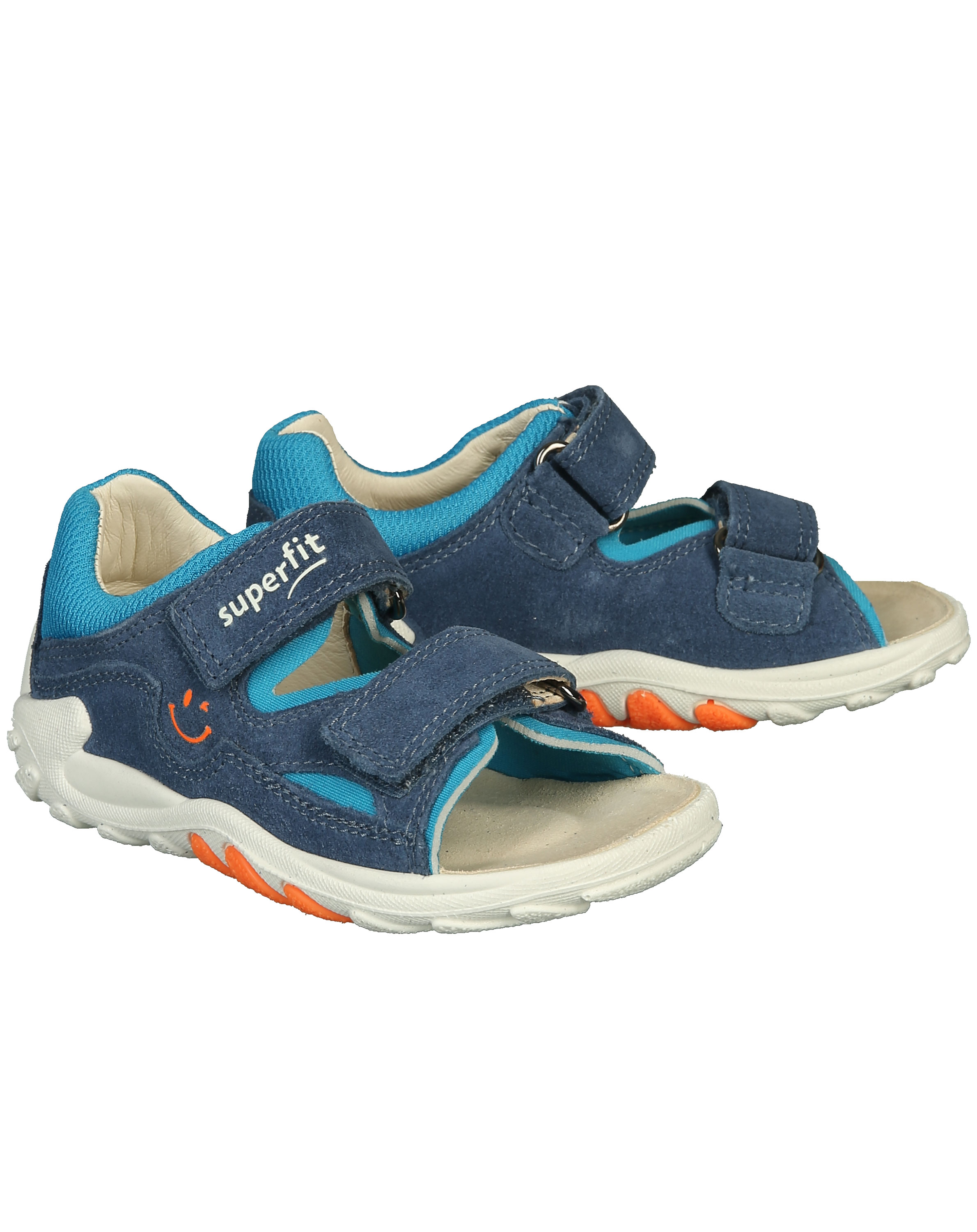 Leder-Sandale FLOW mit Klett in blau/türkis