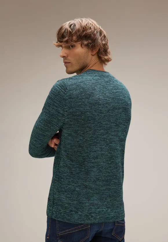 Mouliné Pullover in Melange - turquoise green