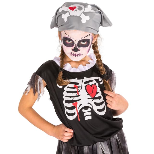 Piratkostume med skeletdetaljer