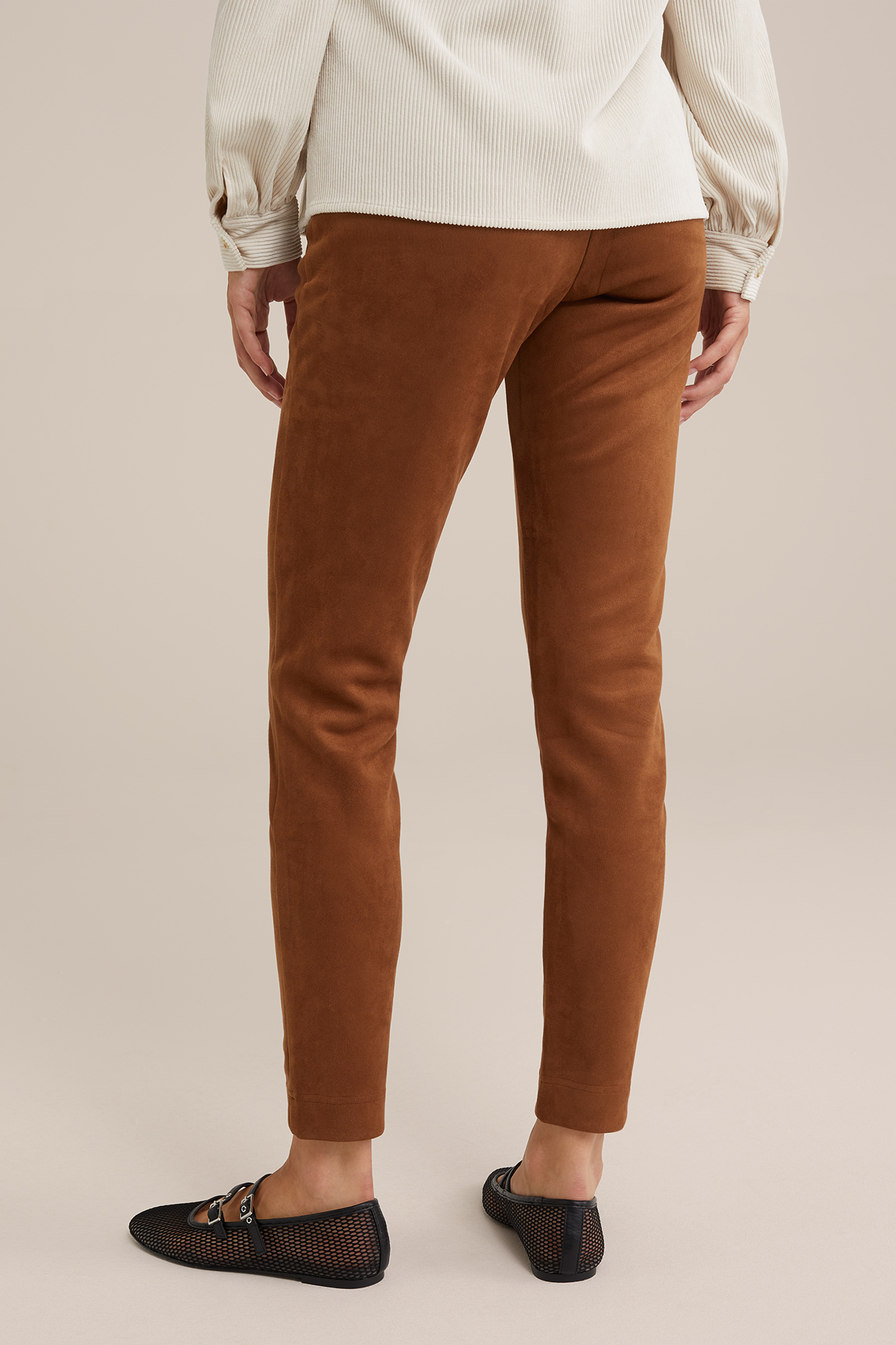 suède broek WE Fashion Lichtbruin
