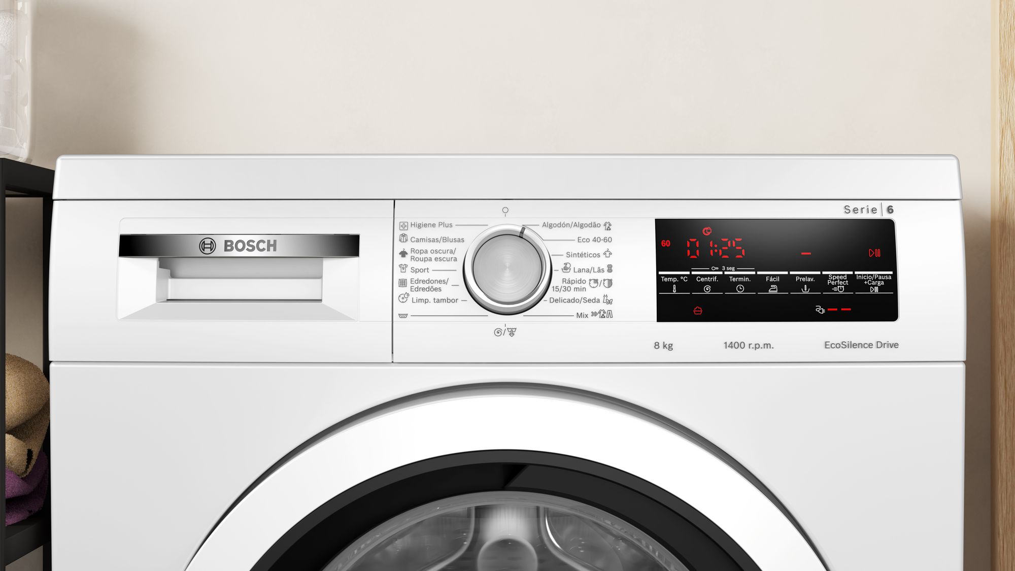 Máquina de lavar roupa de carregamento frontal Série 6, 8 kg, 1400 rpm, WUU28T63ES