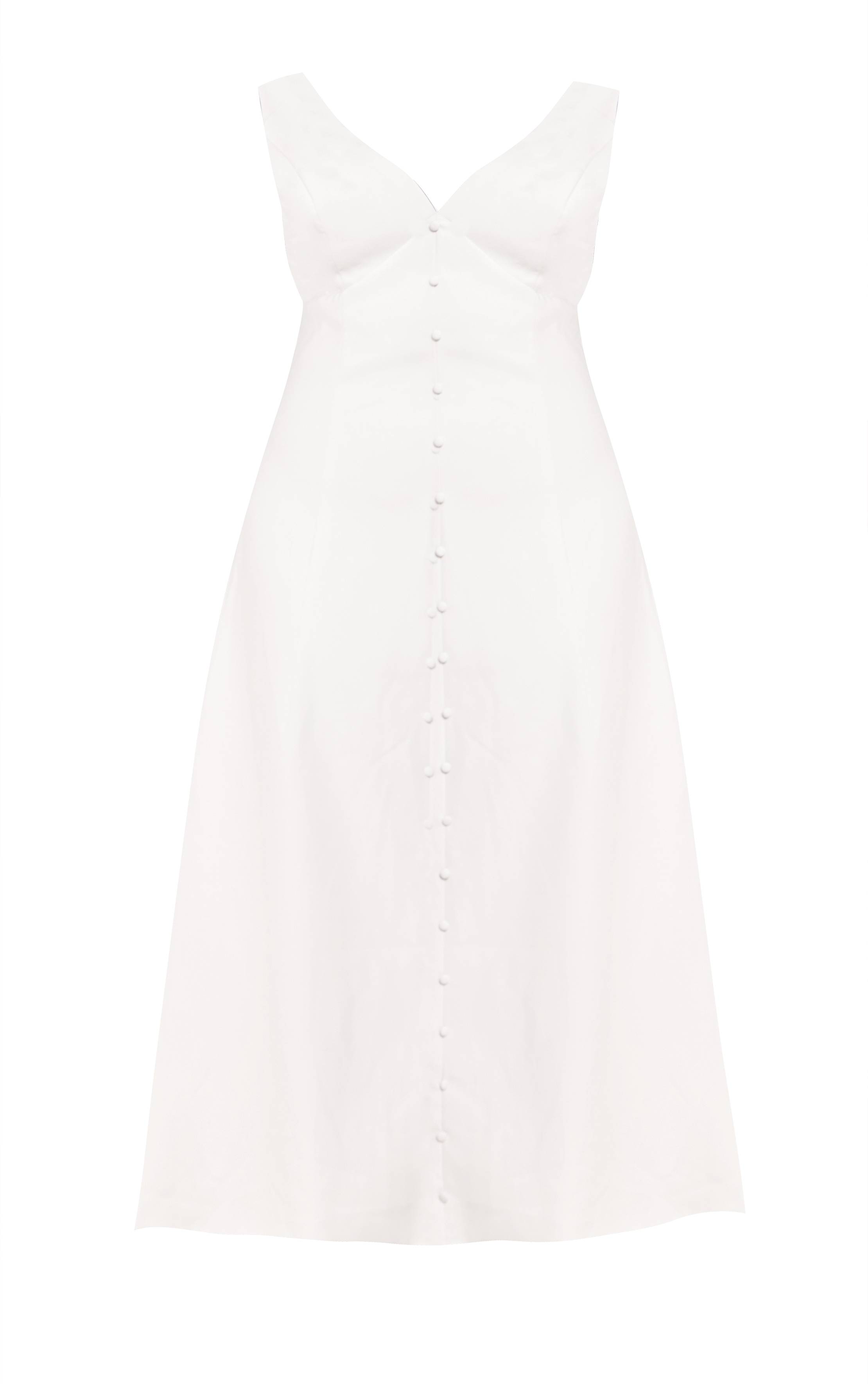 Crème Robe Mi-longue Cintrée Tissée À Décolleté Plongeant Et Boutonnage Grande Taille