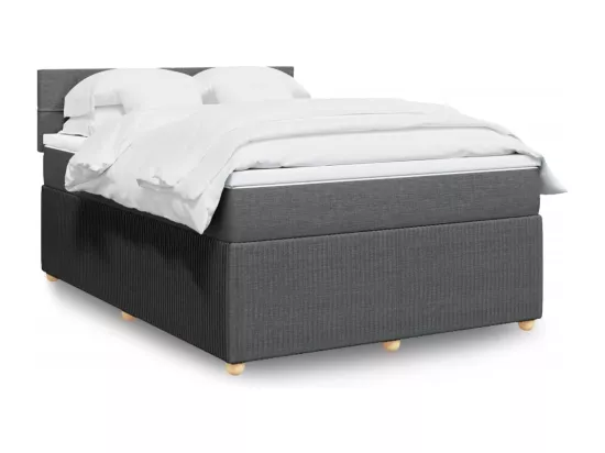 Sommier à lattes de lit avec matelas Gris foncé 160x200cm Tissu