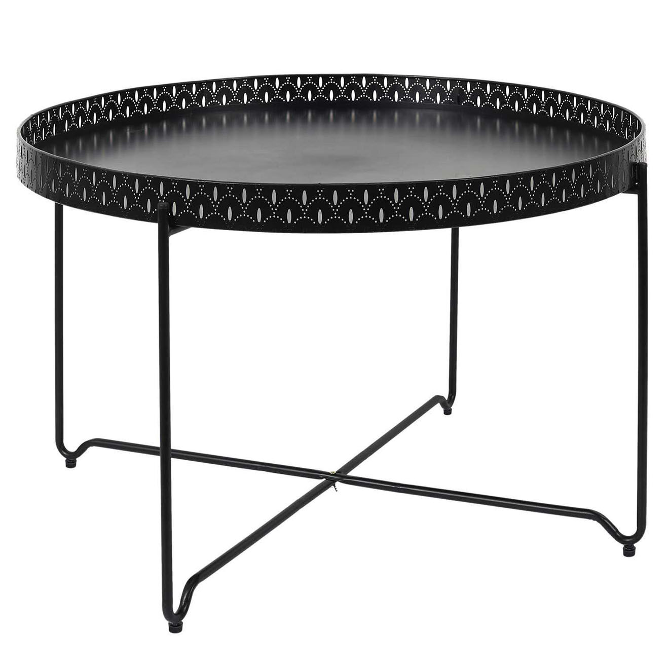 Home Deco Factory Table d'appoint plateau rond Seville noire - 78x48x78 cm