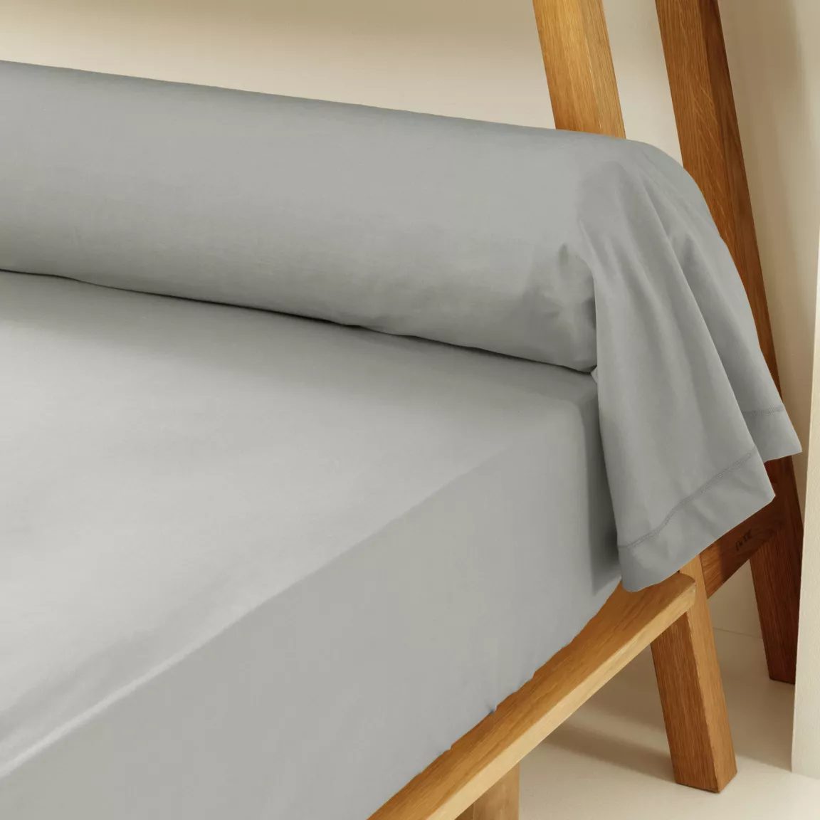 Taie de traversin percale de coton (L185 cm) Cali Gris clair
