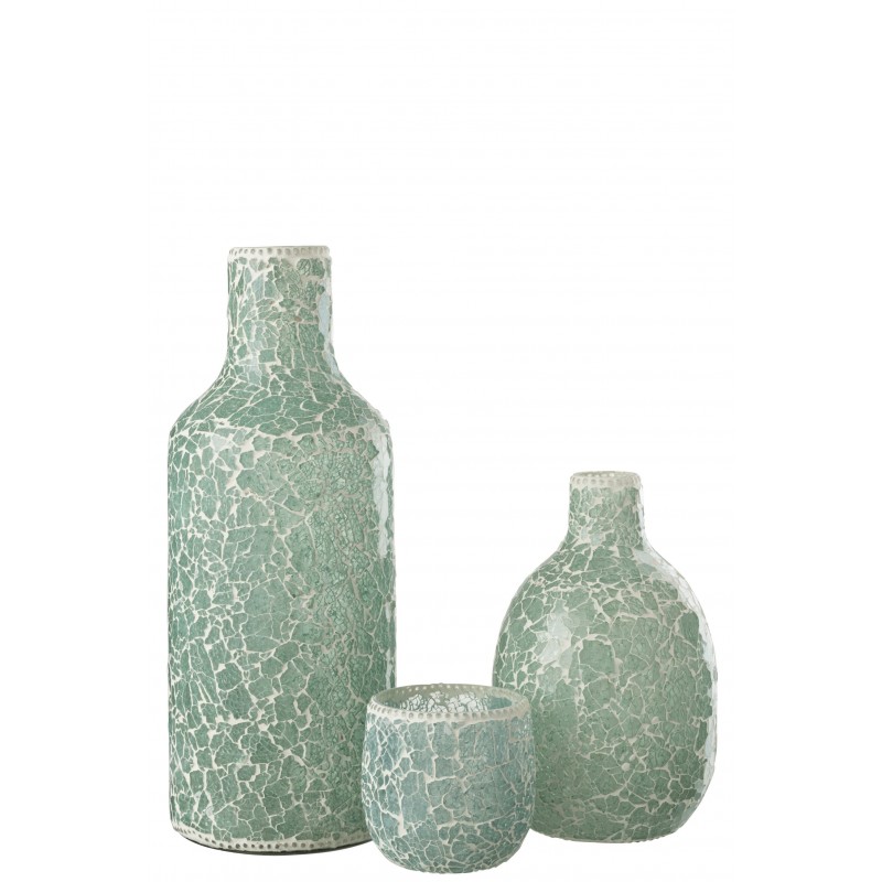 Vase en mosaïque en verre bleu 17x17x43 cm