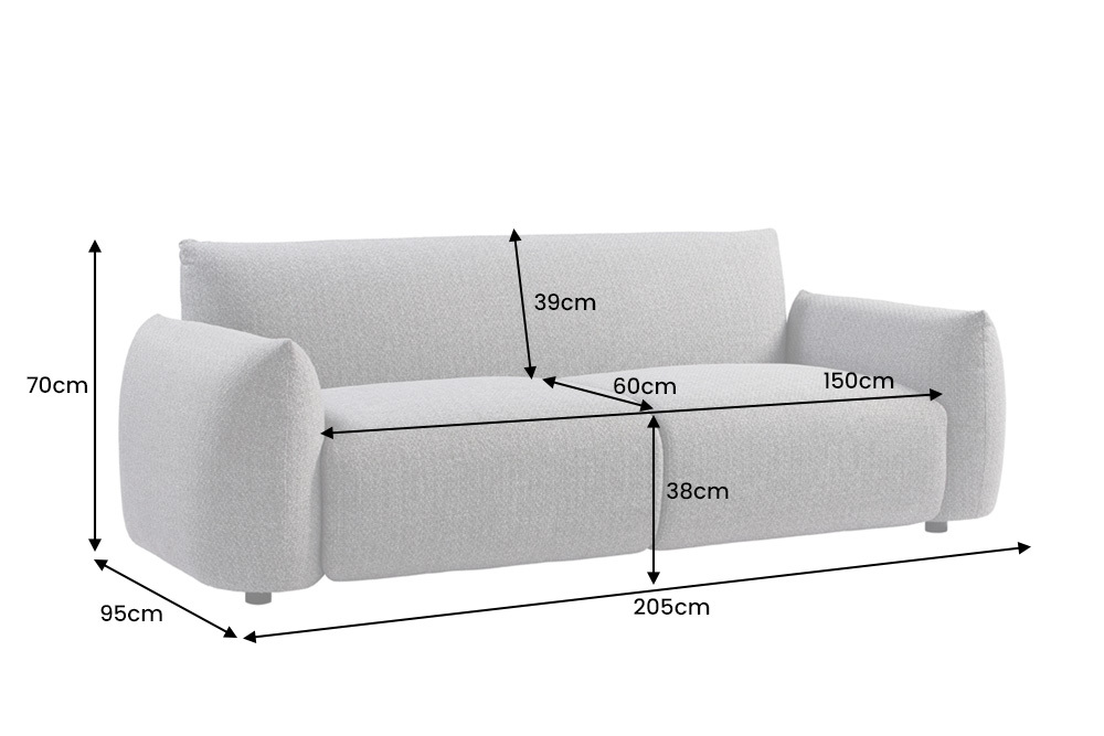 In- und Outdoor Sofa SEAHAWK 205cm anthrazit Aluminium Olefin wetterfest 2-Sitzer Couch
