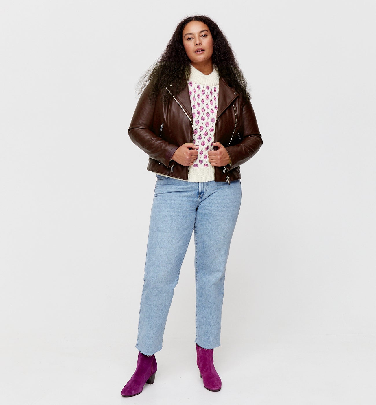 Blouson effet cuir Femme - Bordeaux