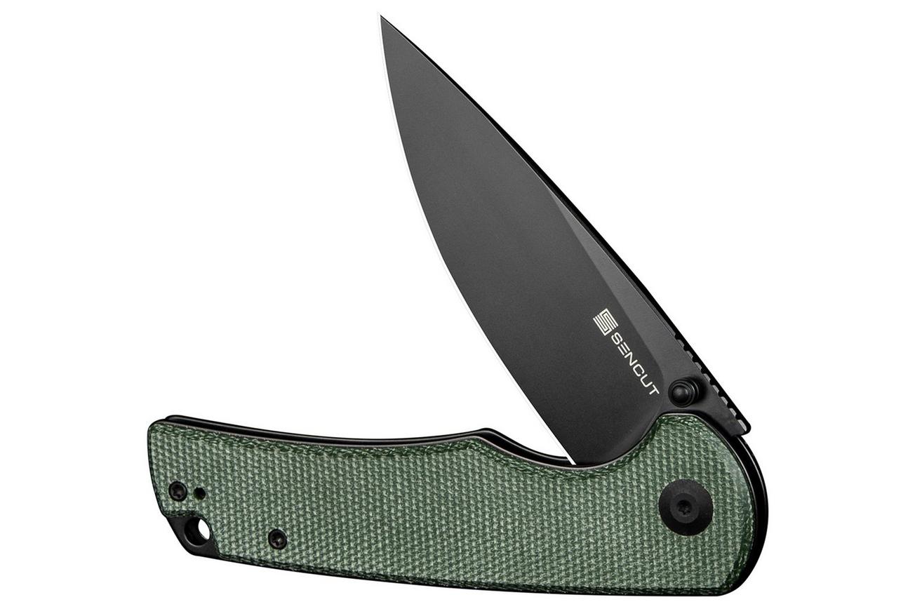 Sencut Praktisk S24019-3 Black 9Cr18MoV, Green Micarta, zakmes