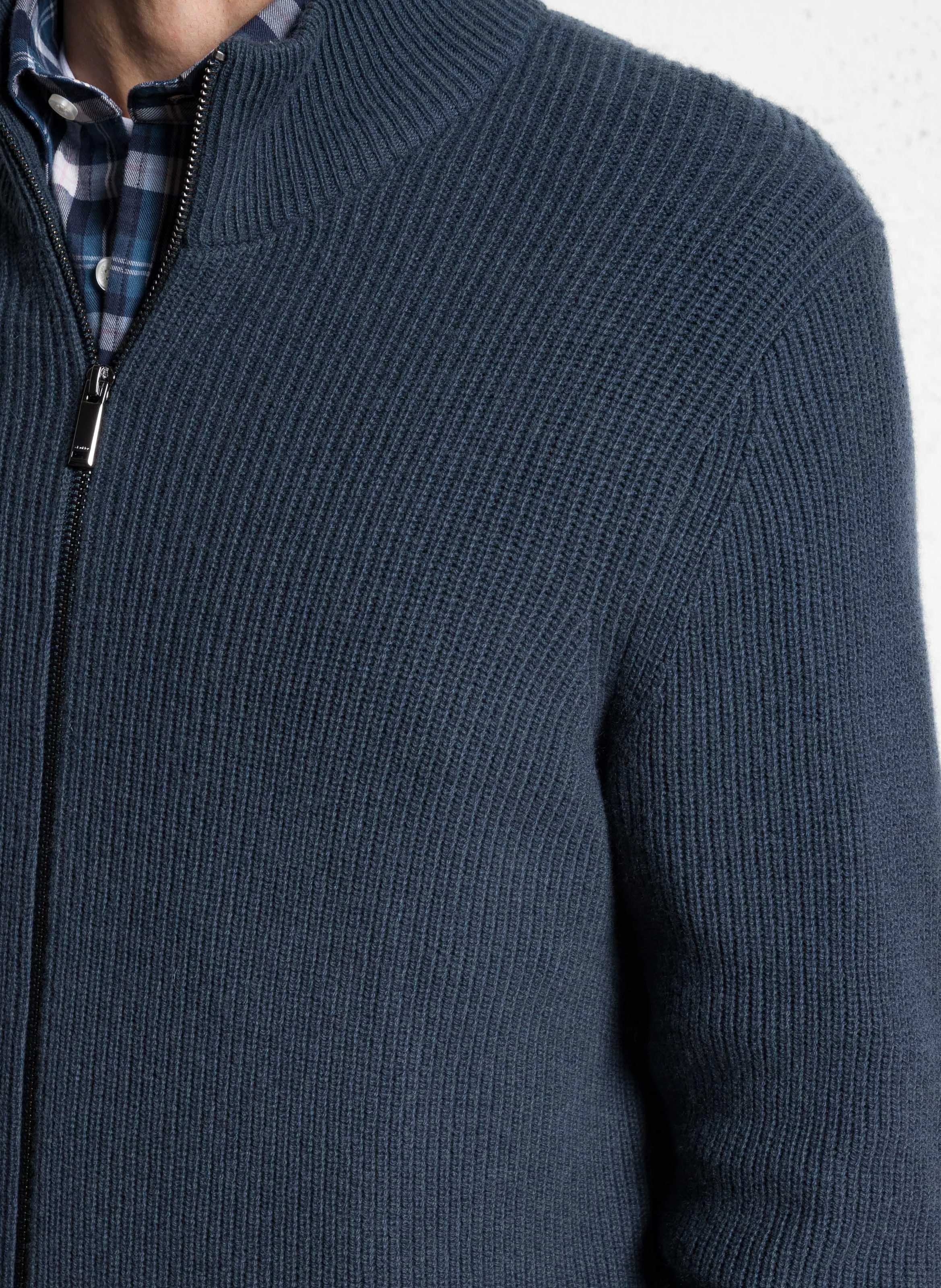 Gilet zippé en laine| Bleu