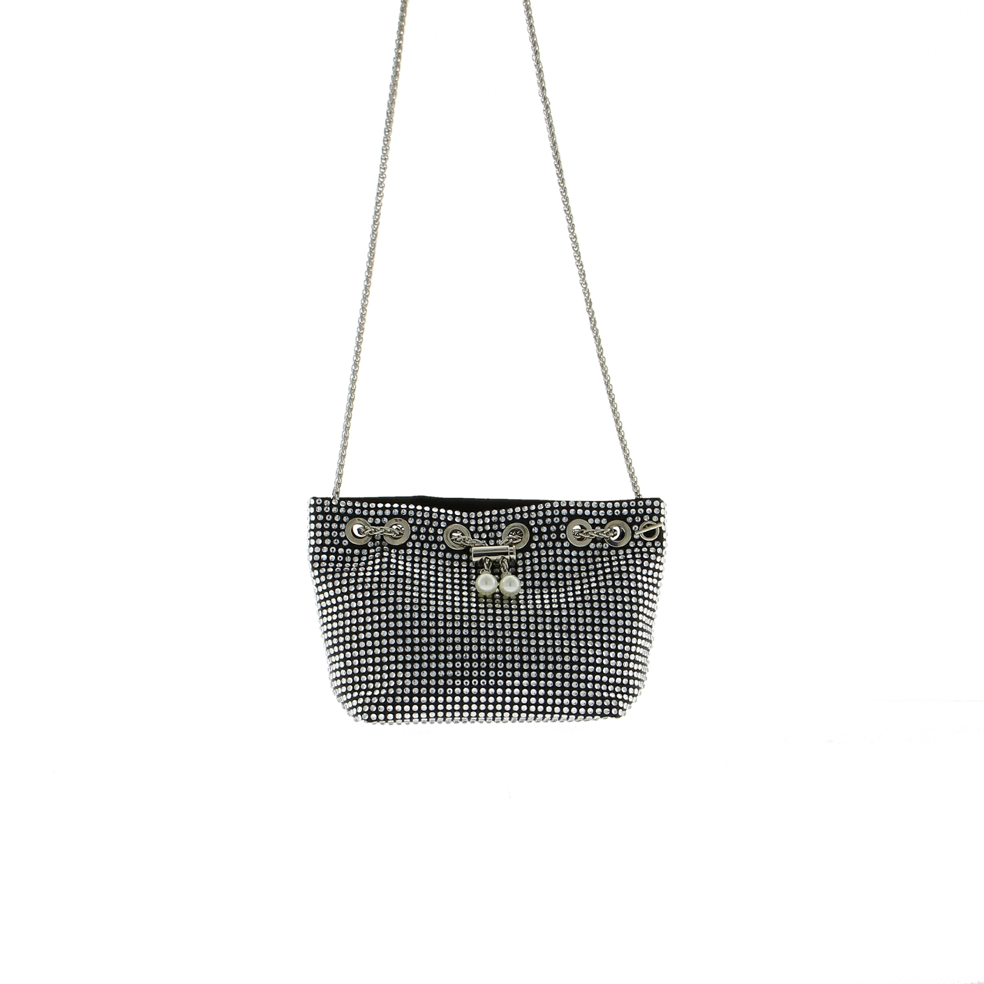 Mini Beutelhandtasche silber