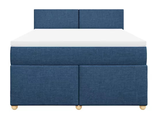 Sommier à lattes de lit avec matelas Bleu 160x200 cm Tissu