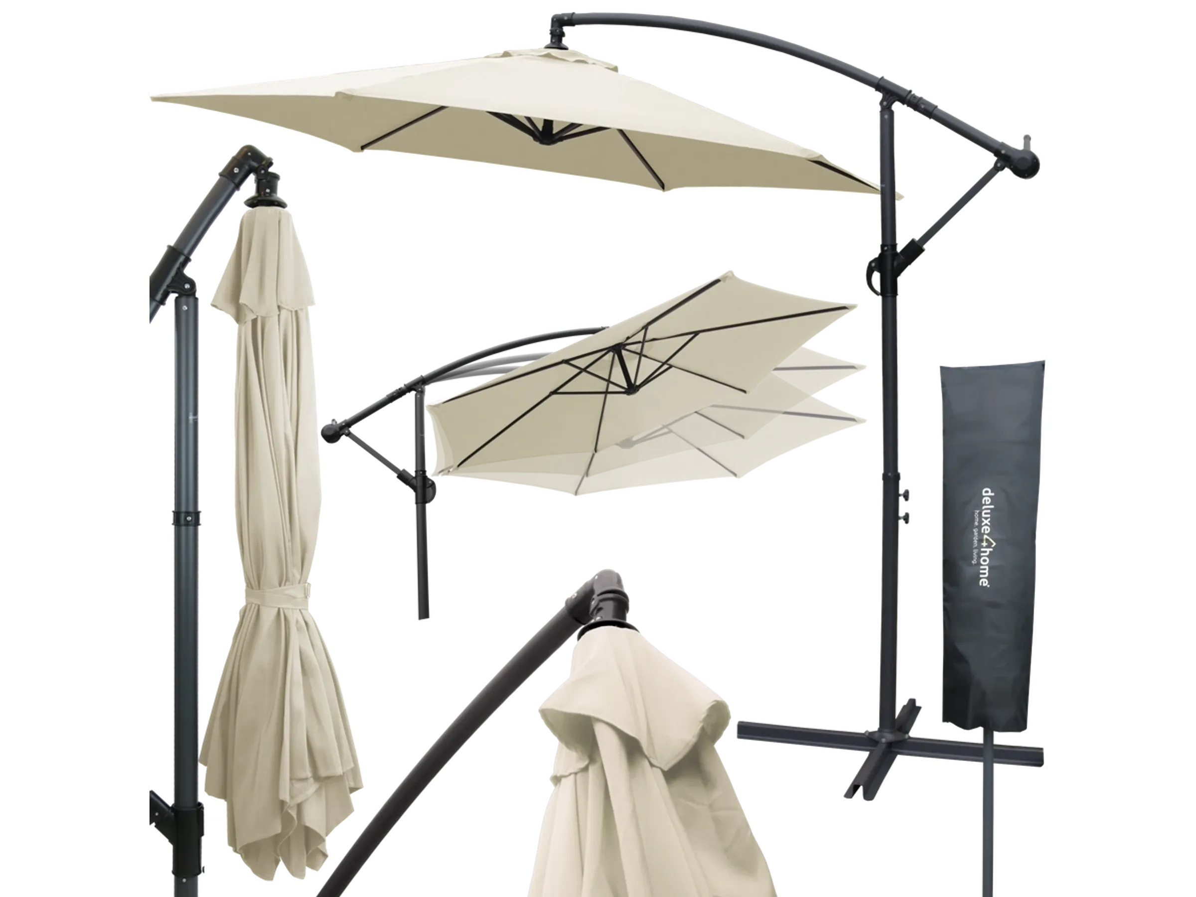 deluxe4home Sonnenschirm Ampelschirm mit Ständer Durchmesser 270cm Creme