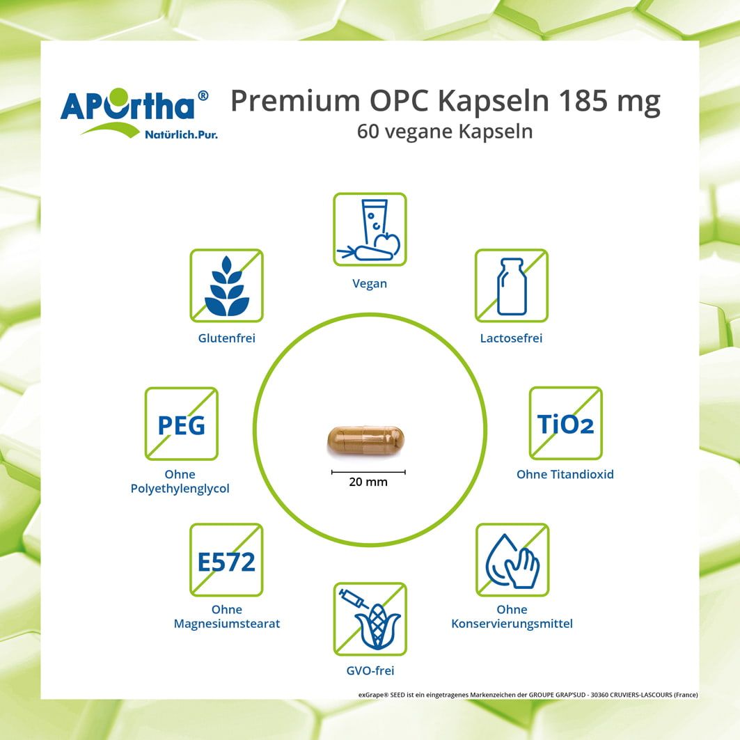APOrtha® Premium OPC Traubenkernextrakt-Kapseln 185 mg