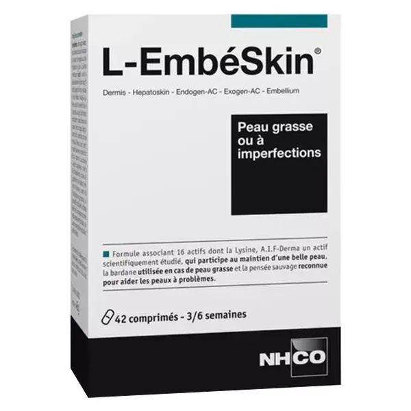 NHCO L-EmbéSkin para pele oleosa ou com tendência a acne, 42 comprimidos