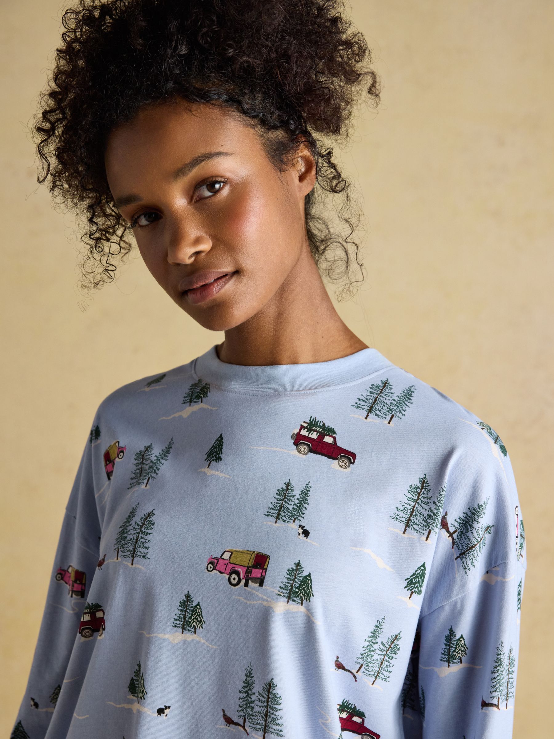 Blue 4x4 - Joules Lyla Long Sleeve Jersey Cotton Pyjama Set