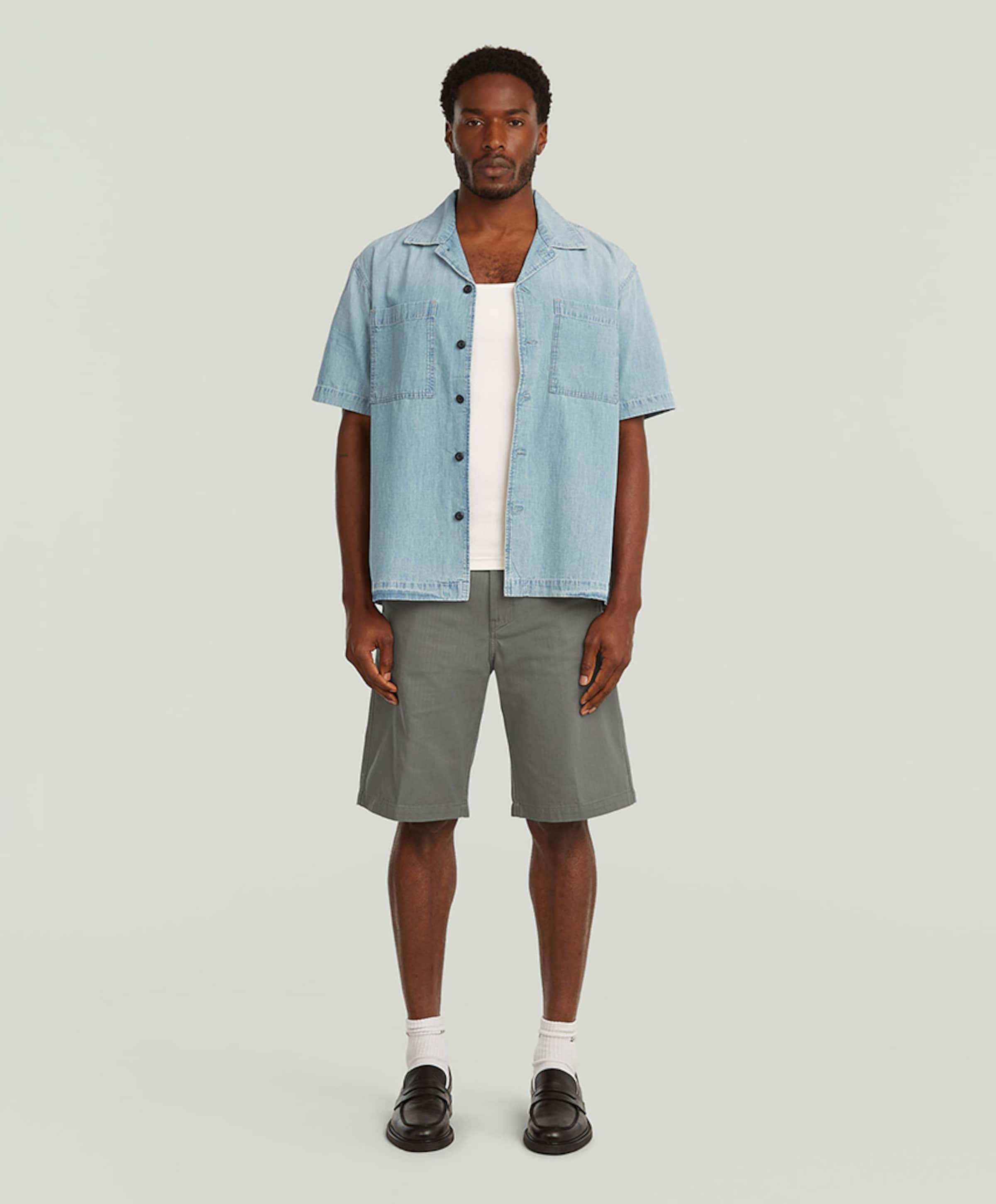 G-Star Raw Heren overhemd korte mouw blauw