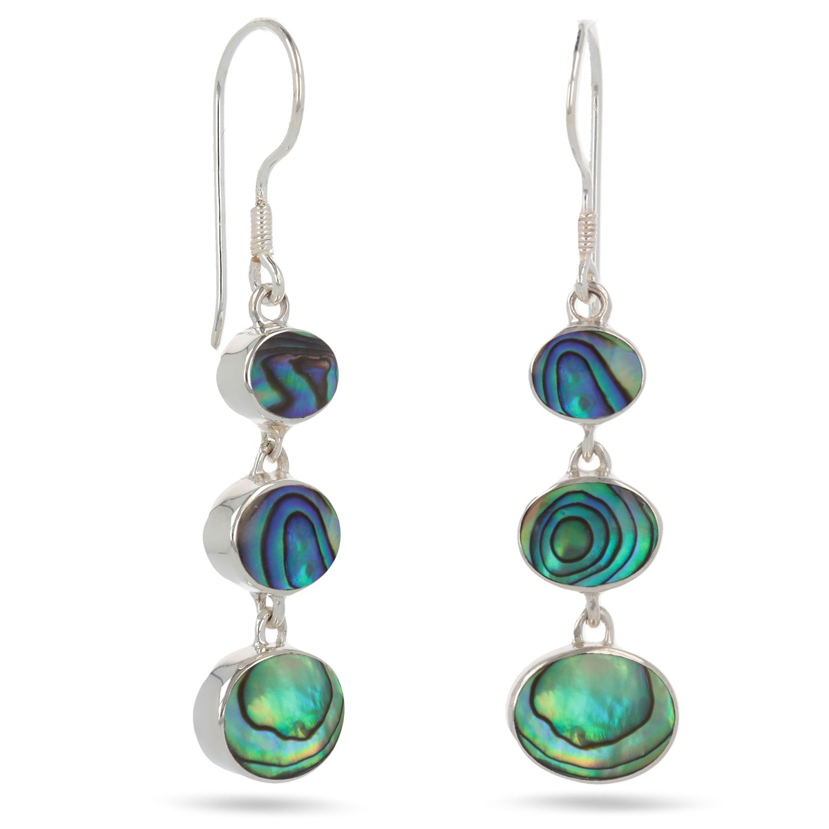 Pendants d'oreille Nacre Abalone et Argent massif forme ovale argent massif 925