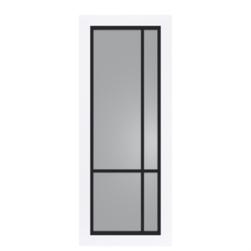 Arne & Bodil binnendeur ABD521 rook glas - extra wit afgelakt - glaslat diep zwart