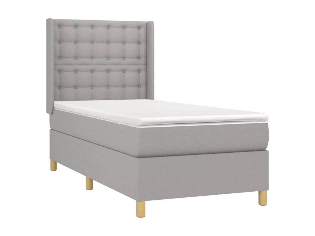 Sommier tapissier avec matelas et LED Gris clair 90x190cm Tissu