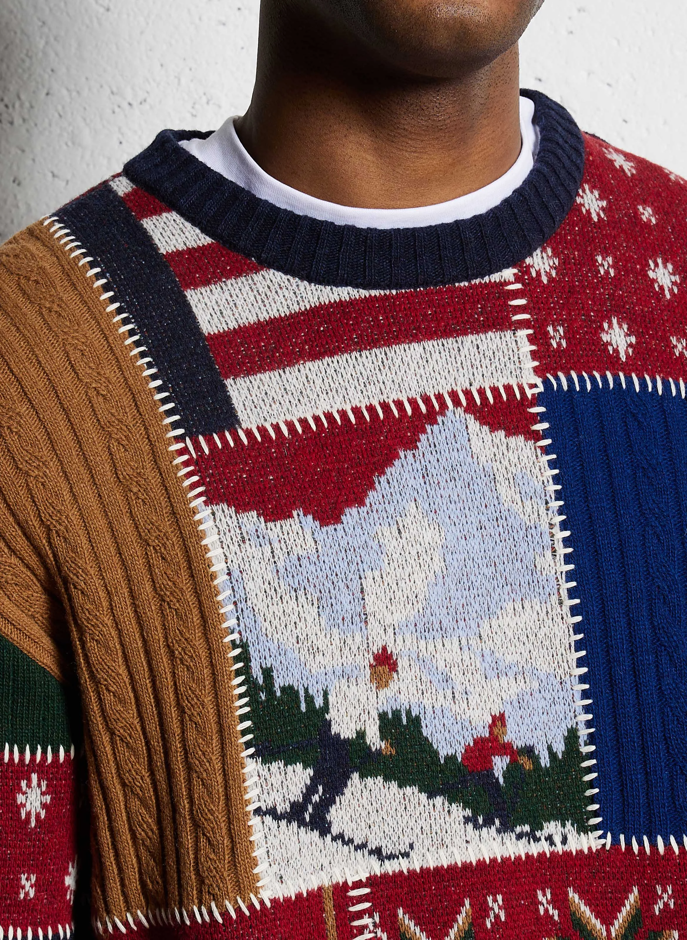 Pull droit en laine mélangée | Bleu