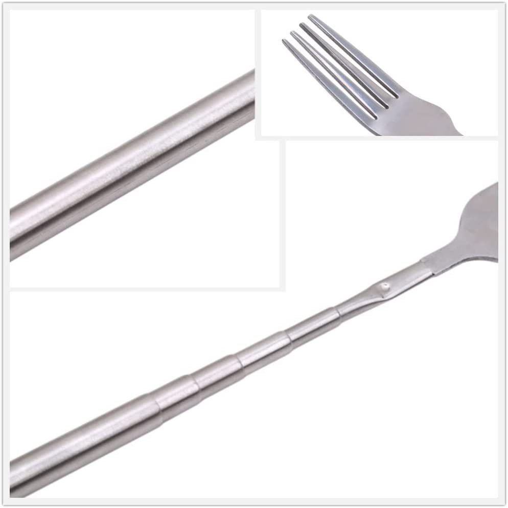 Edelstahl Teleskop Gabel Ausziehbares Essbesteck für Lagerfeuer / Grill / Küche - Silber