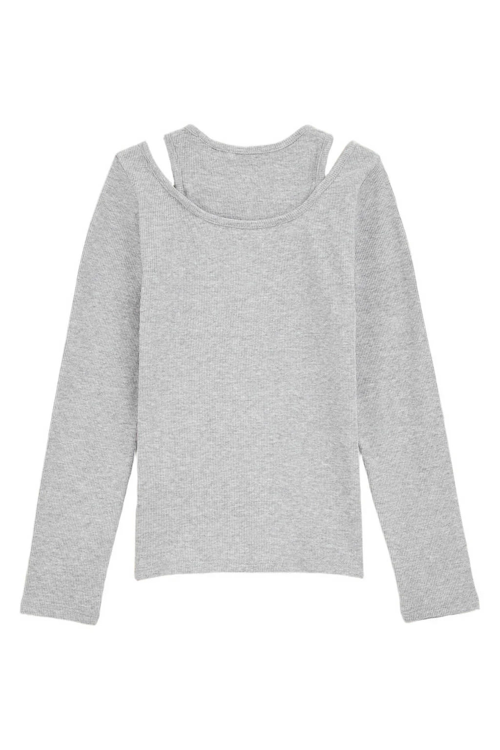 WE Fashion longsleeve grijs melange rib gebreid