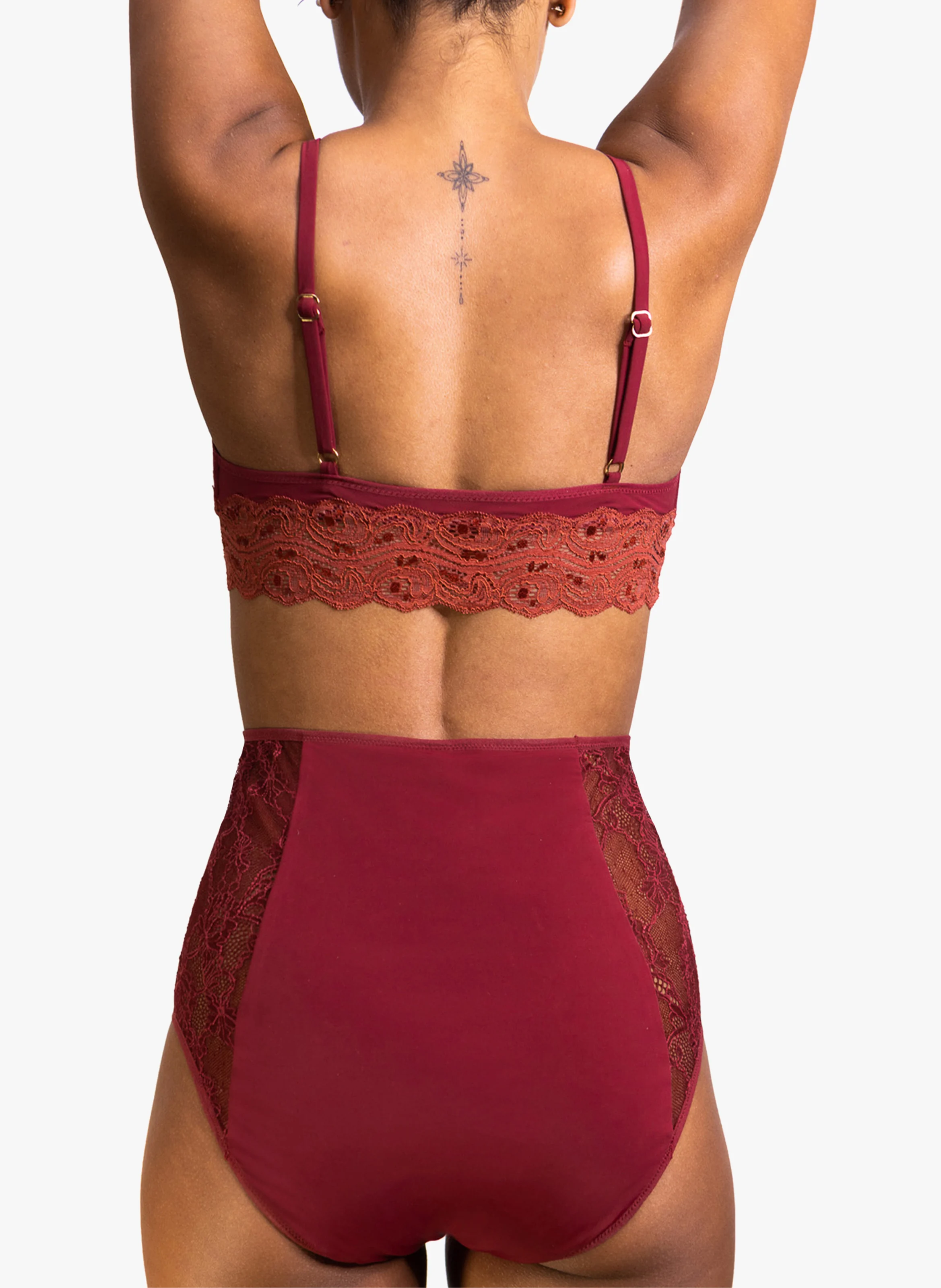 RHEA - Culotte menstruelle taille haute flux moyen en dentelles | Rouge