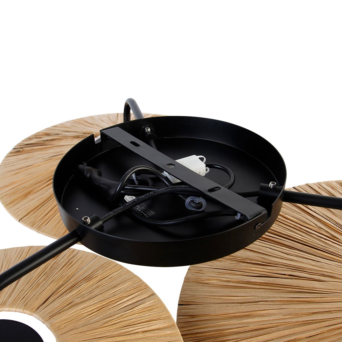 Landelijke plafondlamp zwart met touw 3-lichts - Leia