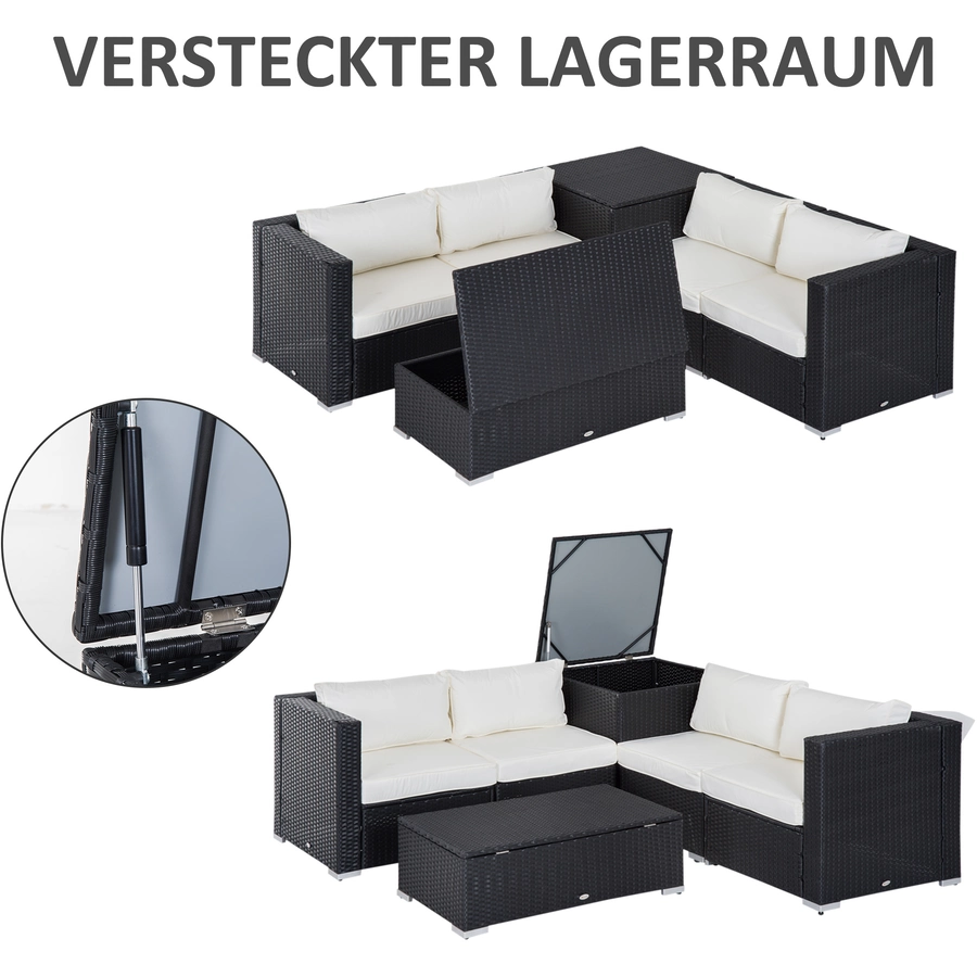 Outsunny Gartenmöbel Set mit Stauraum schwarz