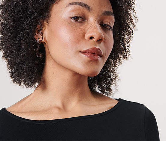 Shirt mit 3/4-Arm, schwarz