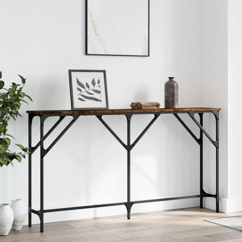 vidaXL - Consoletafel - Gerookt eiken - Bewerkt hout - 140x23x75 cm