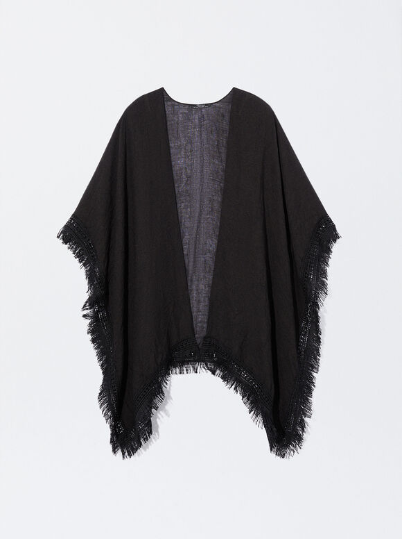Caftan com franjas - Preto