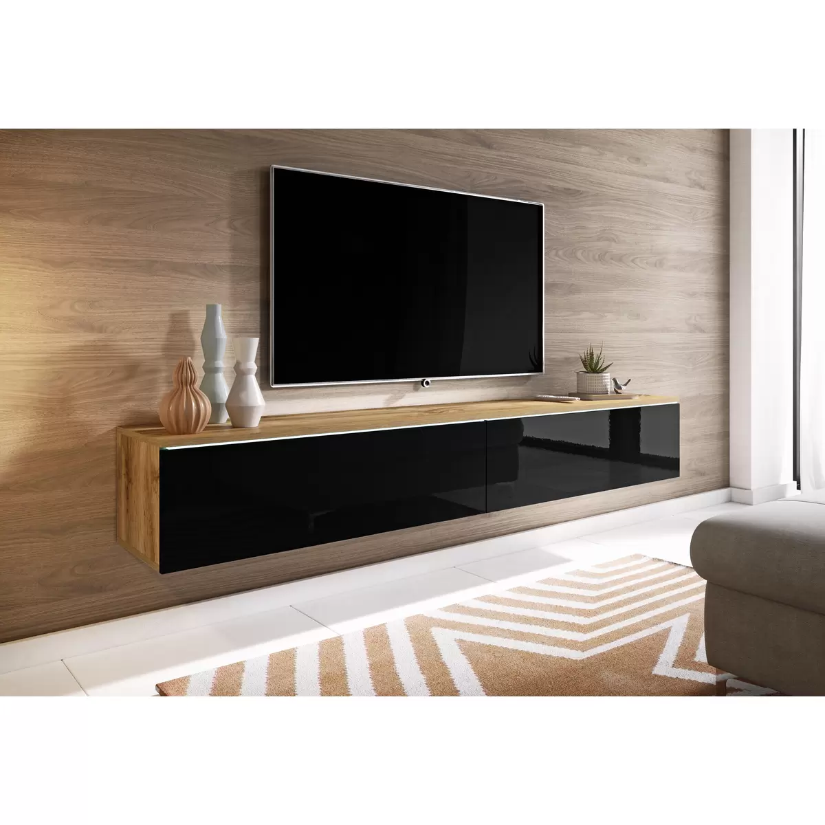 Lowboard Elegance Eiche,schwarz