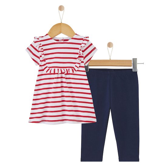 Ensemble robe + legging Blue Garden   Rouge/Bleu        1 mois   de               P'tit bisou
