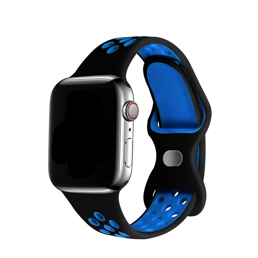 Apple Watch (42/41/40/38 mm) Silikon Sport Armband Dual Color (Gelenkumfang: 175-215mm) - Schwarz / Blau