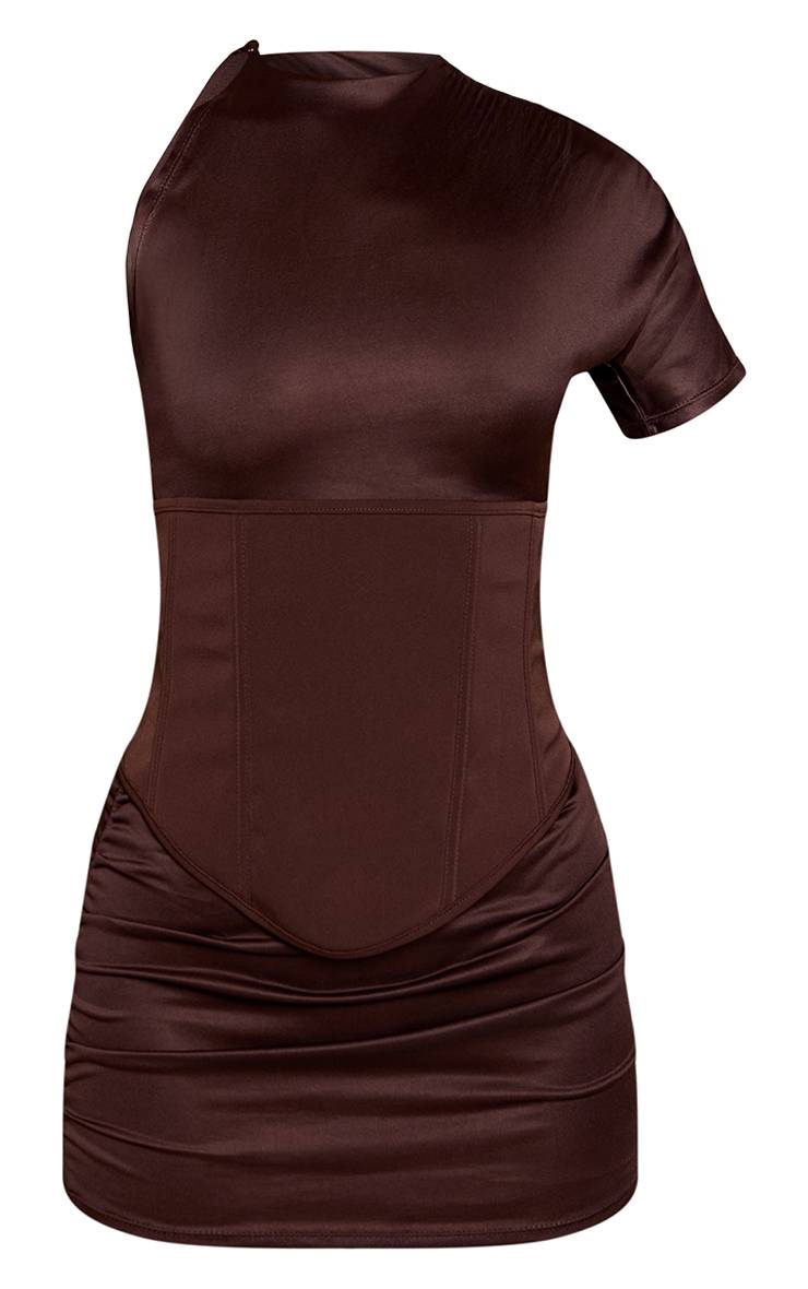 Chocolat Robe Mini En Jersey Avec Superposition De Corset À Baleines