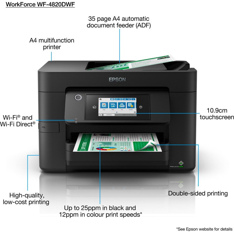 Epson WF-4820DWF imprimante multifonction 4 en 1 couleur A4 Wifi WorkForce