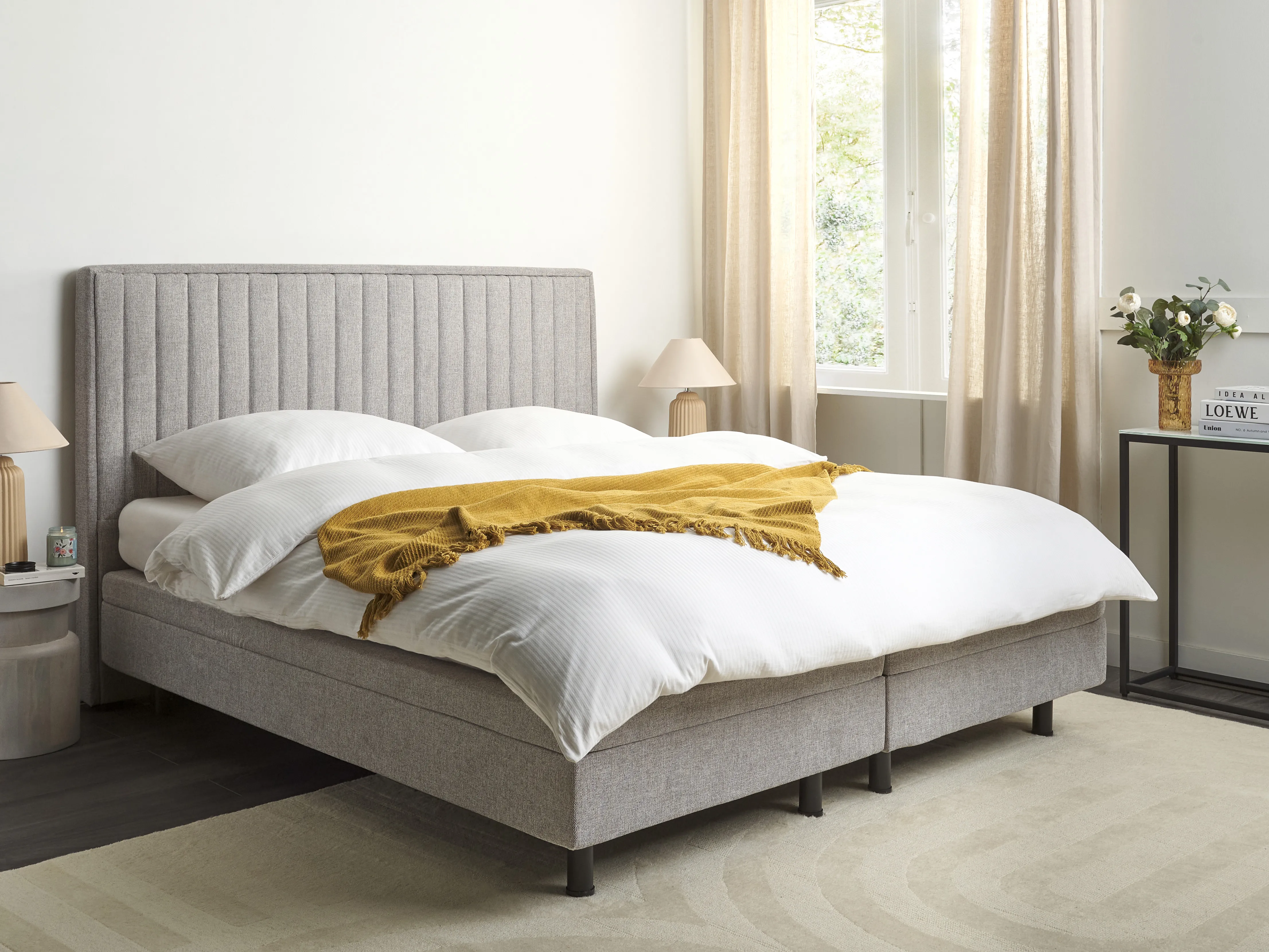 Verstelbaar bed Stof CASTELLAN 180 x 200 cm Lichtgrijs
